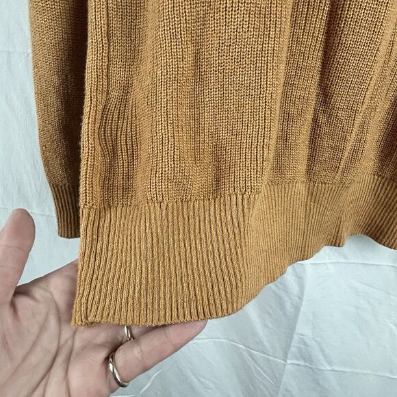 American Eagle Small Sweater Mustard Yellow Button V Neck Striped Dolman Sleeve - Picture 5 of 14